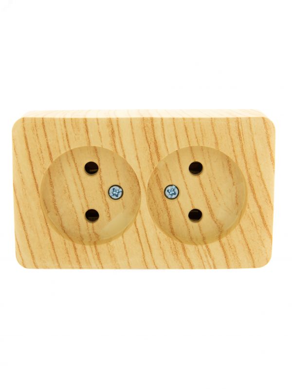 VIOLA Розетка двойная б/з закрытый корпус керамика белёный дуб (12шт/144шт)