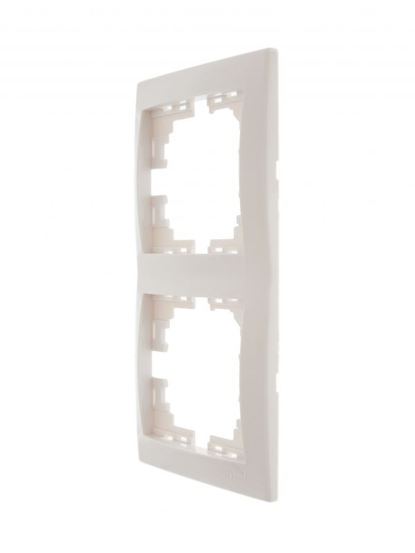 MIRA Рамка 2 поста вертикальная без вставок белая