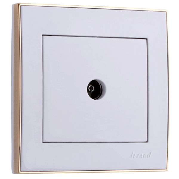 Розетка RAIN ТВ проходная белая с боковой вставкой золото