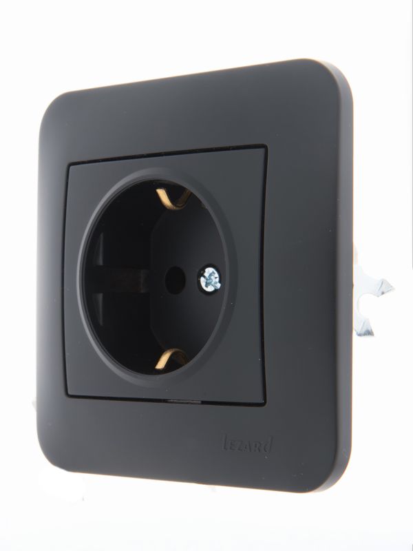 KARINA Розетка с/з керамика чёрный бархат (10шт/120шт)