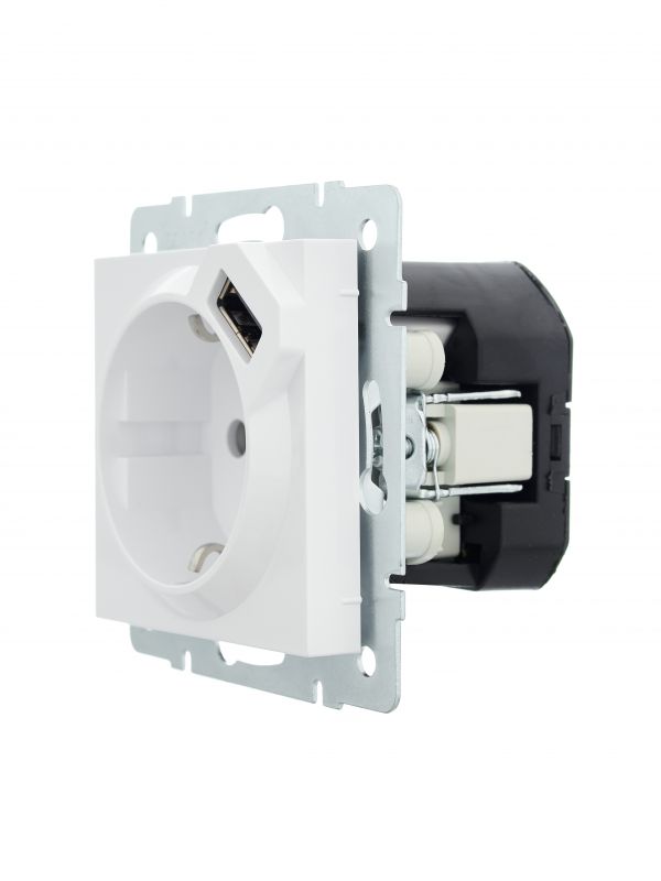 VESNA  Розетка с/з + USB разъём белая