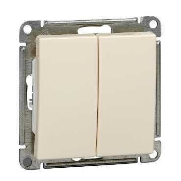 W59 Переключатель двухклавишный, 10АХ, механизм, слоновая кость
