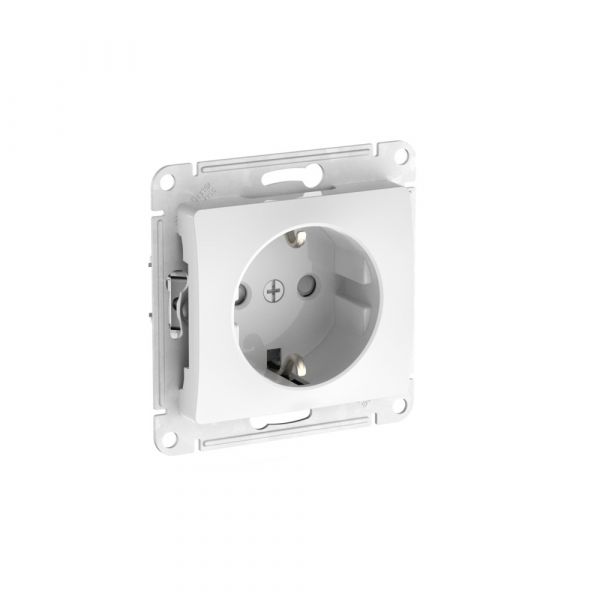 GLOSSA РОЗЕТКА с заземлением со шторками, 16А, быстрозажимные клеммы, БЕЛЫЙ