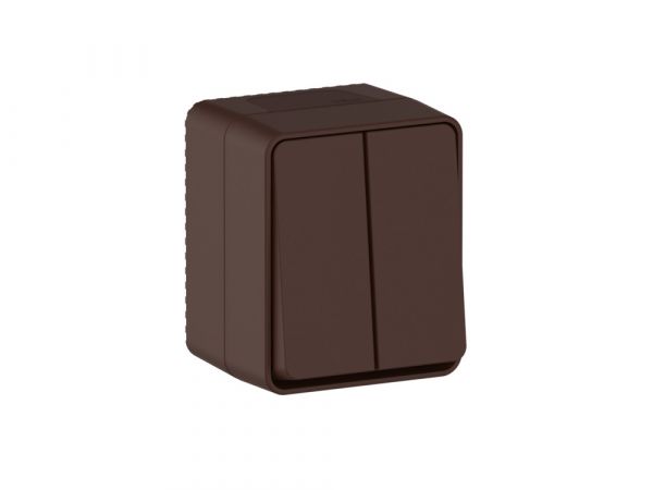 AtlasDesign PROFI IP54 О/У 2-клавишный ВЫКЛЮЧАТЕЛЬ 10 АХ, КОРИЧНЕВЫЙ