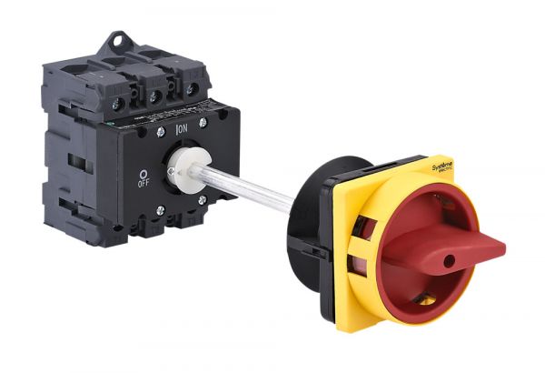 ВЫКЛЮЧАТЕЛЬ-РАЗЪЕДИНИТЕЛЬ 3P 80A С КРАСНОЙ ВЫНОСНОЙ РУКОЯТКОЙ НА ДИН-РЕЙКЕ/ПЛАТЕ