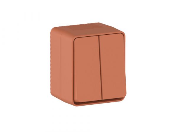 AtlasDesign PROFI IP54 О/У 2-клавишный ВЫКЛЮЧАТЕЛЬ 10 АХ, ТЕРРАКОТОВЫЙ