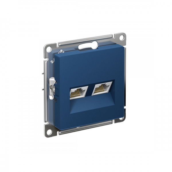 ATLASDESIGN РОЗЕТКА двойная компьютерная RJ45+RJ45, кат.5E, механизм, АКВАМАРИН