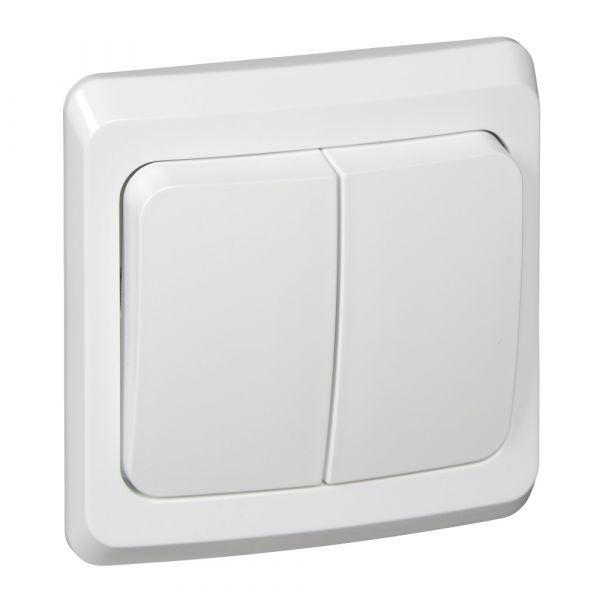 ЭТЮД Выключатель двухклавишный скрытый белый сх.5