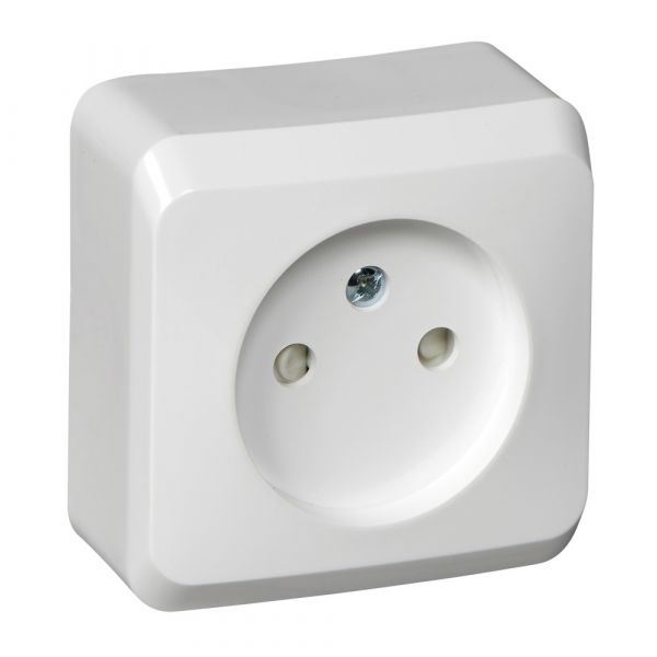 ЭТЮД Розетка наружная без заземления со шторками белая