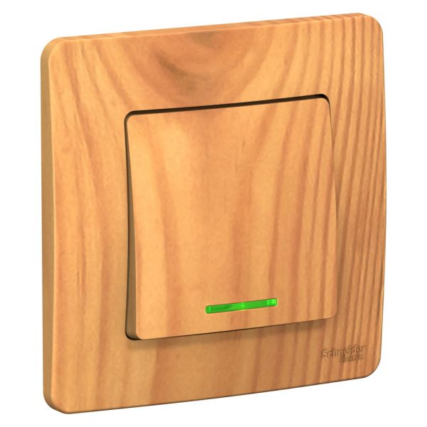 BLANCA скрытой установки одноклавишный выключатель (cх.1) с подсв., 10A, 250B, ясень