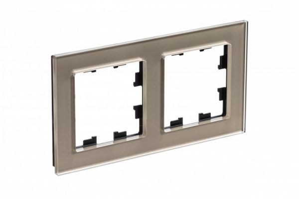 Рамка двухпостовая ATLASDESIGN NATURE, ОРГАНИЧЕСКОЕ СТЕКЛО ШАМПАНЬ