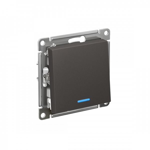 ATLASDESIGN 1-кл ПЕРЕКЛЮЧАТЕЛЬ с подсветкой, сх.6а, 10АХ, механизам, БАЗАЛЬТ