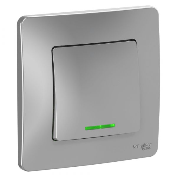 BLANCA скрытой установки одноклавишный выключатель (cх.1) с подсв., 10A, 250B, алюминий