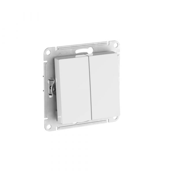 ATLASDESIGN AQUA 2-клавишный ВЫКЛЮЧАТЕЛЬ IP44, с  х.5, 10АХ, быстрозажимные клеммы, БЕЛЫЙ