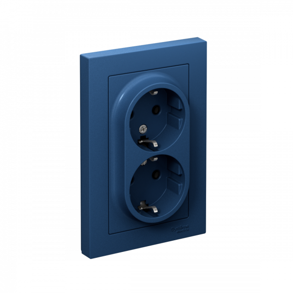 ATLASDESIGN РОЗЕТКА двойная с заземлением, 16А, в сборе, АКВАМАРИН