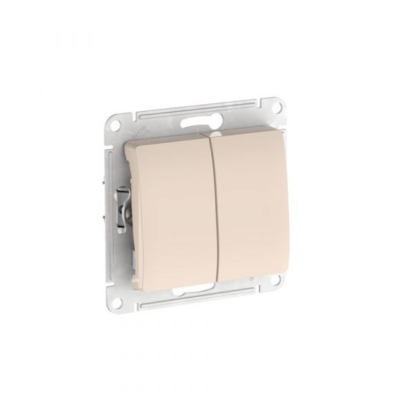 GLOSSA 2-клавишный ПЕРЕКЛЮЧАТЕЛЬ, сх.6/2, 10АХ, быстрозажимные клеммы, БЕЖЕВЫЙ