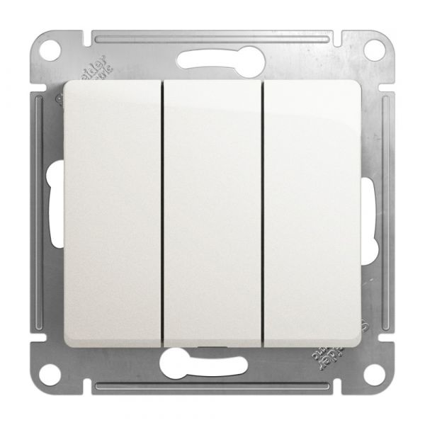 GLOSSA Выключатель трехклавишный схема 3 перламутр в рамку