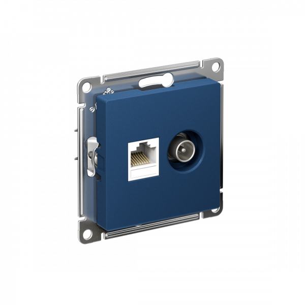 ATLASDESIGN РОЗЕТКА двойная ТВ + компьютерная RJ45, кат. 5Е, АКВАМАРИН