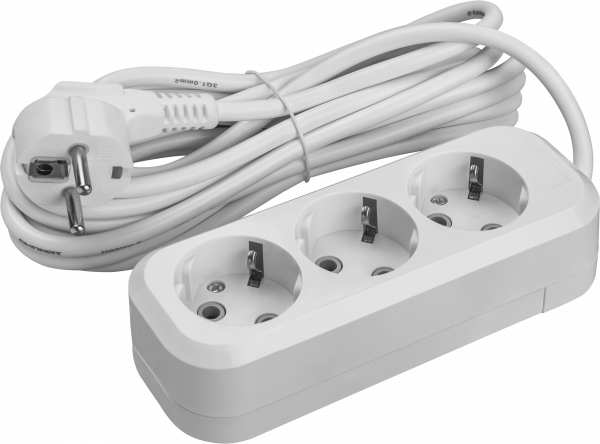 Удлинитель бытовой OPE-S-03-500-E-3x1 с заземлением 3 розетки 5м ПВС 3х1 3500 Вт