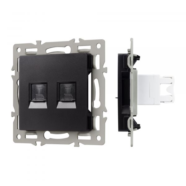 Механизм компьютерной розетки двойной SCT-MPC2-PL-BK RJ-45, CAT6