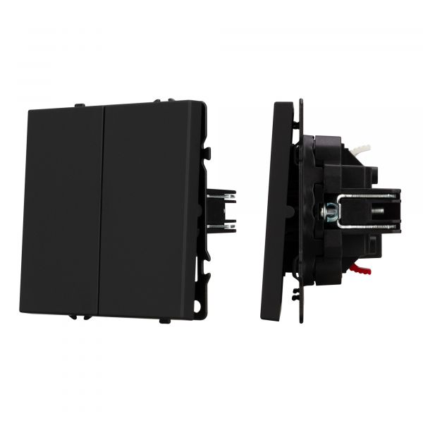 Механизм выключателя двухклавишный проходной SWT-NOBE-MKP2-SFPL-BK 230V, 10A, Чёрный, 1 пост