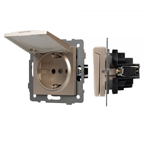 Механизм розетки влагозащищённый SCT-MCP-PL-GD-V 250V, 16A