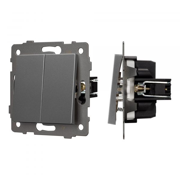 Механизм выключателя двухклавишный самовозвратный SWT-MKR2-PL-GR-V 250V, 10A