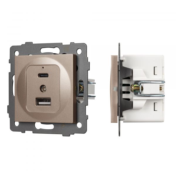 Механизм USB розетки SCT-MUAC-PL-GD-V 5V, 3A, QC4