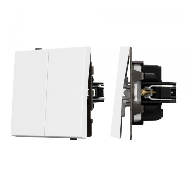 Механизм выключателя двухклавишный непроходной SWT-TENDO-MK02-PL-WH 230V, 10A, Белый, 1 пост
