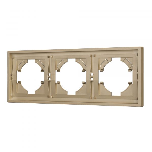 Рамка пластиковая FRM-TENDO-SFPL-3-GD, Золото светлое, 3 поста