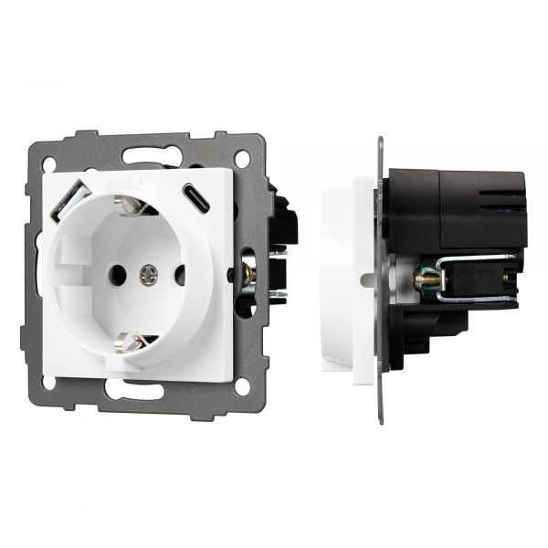 Механизм розетки с быстрой USB зарядкой SCT-MUAC-PL-WH-V 250V, 16A