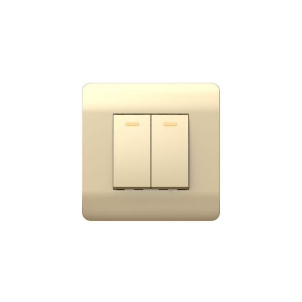 Переключатель 2-клавишный, 10А, шампань