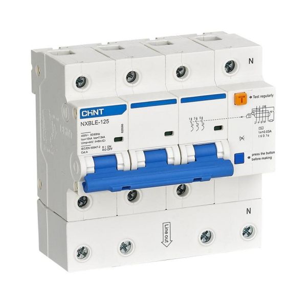 Автомат дифференциальный NXBLE-125 3P+N 100A 30мА тип AC характеристика C 10кА электронный R