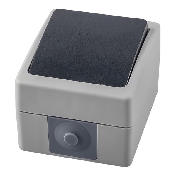 Выключатель одноклавишный 250В 10А IP54 серия Велена PSW10-111-54 серый/графит STEKKER