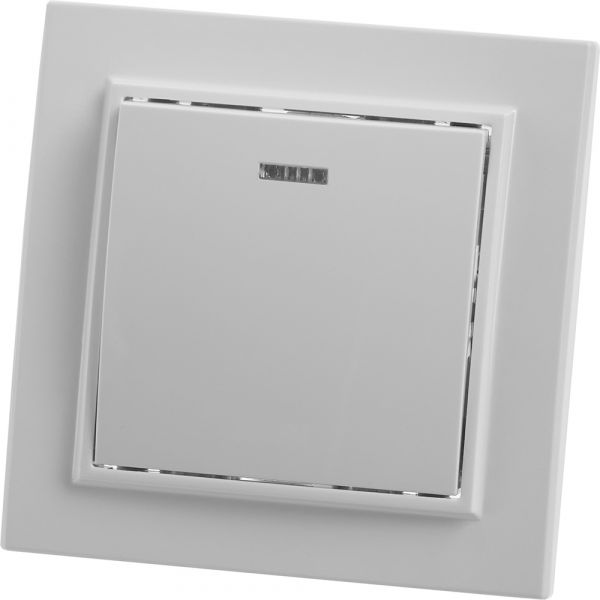 Выключатель 1-клавишный c индикатором, Эрна, белый,