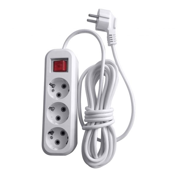 Удлинитель 3-местный с/з с выключателем 3x0.75 2м 250В 10А Home HM03-31-02 У10А-002 белый