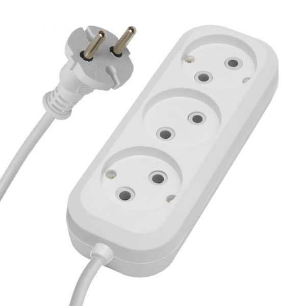 Удлинитель трехместный б/з, 2x0,75, 5м, Home, белый