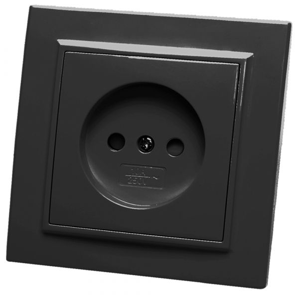 Розетка одноместная б/з,250В, 10А,  серия Эрна, черный Stekker
