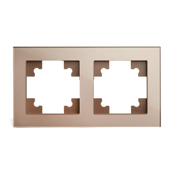 Рамка двухместная горизонтальная, Катрин, шампань,