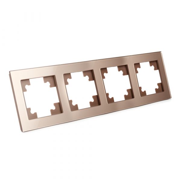 Рамка четырехместная горизонтальная, Катрин, шампань,