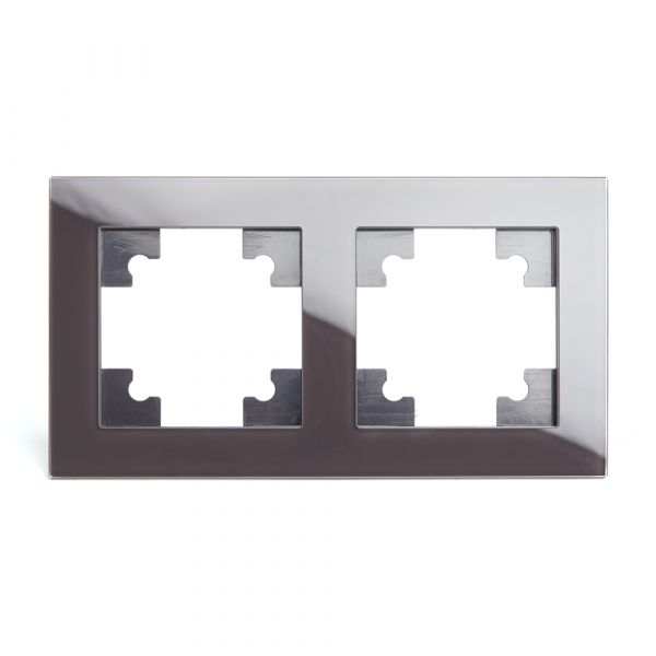 Рамка двухместная горизонтальная, Катрин, шоколад,