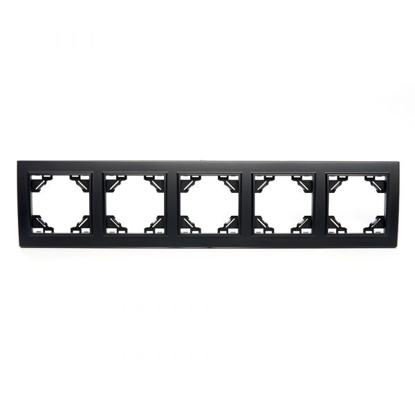 Рамка пятиместная горизонтальная, Эрна, черный Stekker