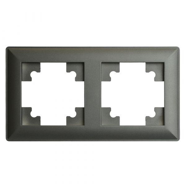 Рамка двухместная пластик серия Катрин графит STEKKER