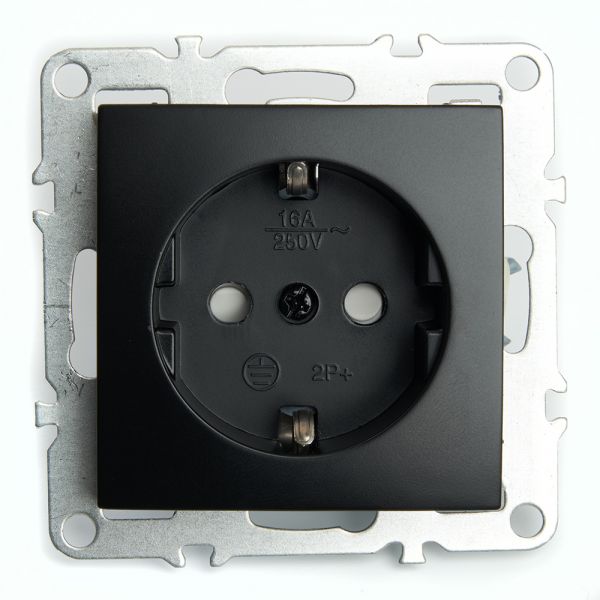 Розетка одноместная с/з (механизм) 250В 16А серия Эрна черный STEKKER