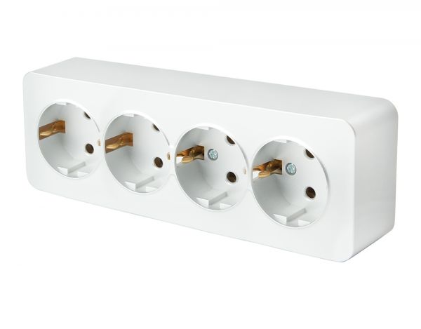Розетка четырехместная с/з 250В 10А серия София белый STEKKER