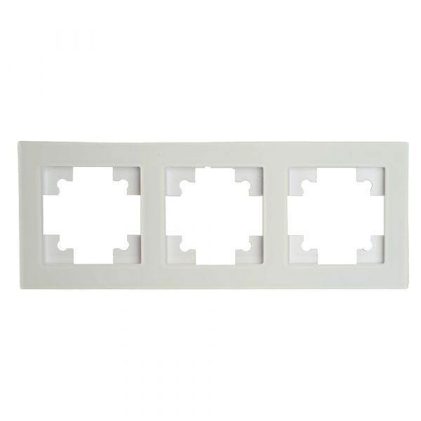 Рамка 3-местная, стекло, серия Катрин, белый матовый, GFR00-7003-01M