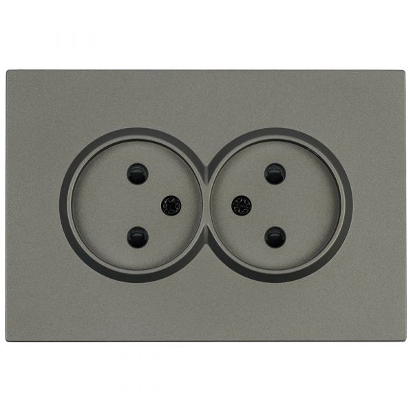 Розетка 2-местная с защитной шторкой б/з 250В 16А антрацит soft touch серия Эмили STEKKER