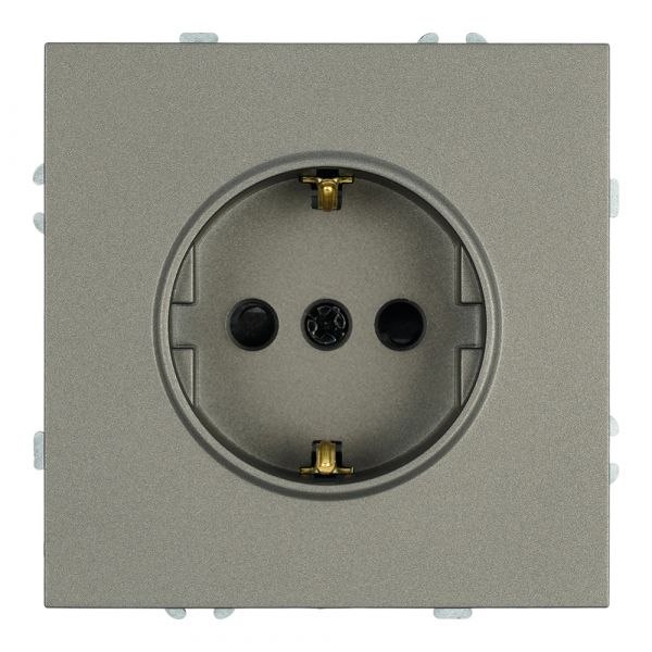 Розетка 1-местная с защитной шторкой с/з (механизм) 250В 16А антрацит soft touch серия Эмили STEKKER