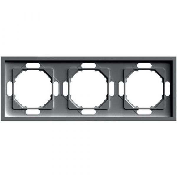 Рамка 3-местная,пластик РС,антрацит soft touch серия Эмили STEKKER