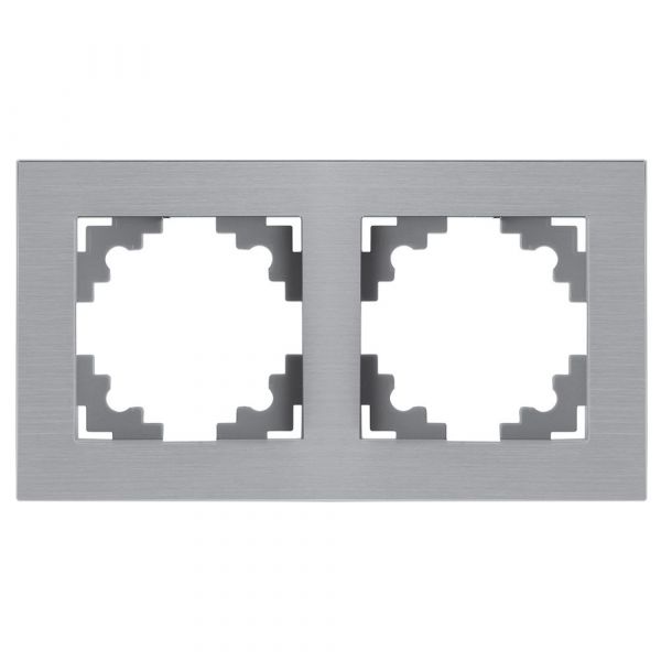 Рамка 2-местная металл серия Катрин серебро STEKKER